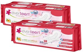 everteen XL Sanitary Napkin Pads with Neem and Safflower,Cottony-Soft Top Layer for Women  2 Packs (20 Pads Each,280mm)