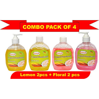                       Liquid Hand Wash 300ml Pack of 4 of Floral 2pcs + Lemon 2 pcs                                              
