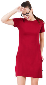 Stoovs, Cotton Women's  T-shirt Dress, Maroon