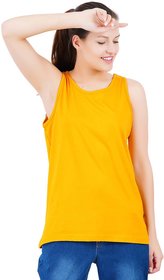 Stoovs, Women's Cotton T-Shirts, Mustard Yellow Solid Women's Tank Top