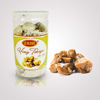 Surbhi Yummy Delicious Chatpati Hing Tikiya hygienic tin can 100g ( pack of 3)