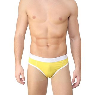                       La Intimo Men's Yellow Plain Briefs                                              