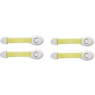 Kuhu Creations Kids Safety Nylon Bandy Lock for Drawer Fridge Cabinet Furniture. (4 Units, Yellow).