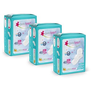 everteen XXL Sanitary Napkin Pads with Cottony-Dry Top Layer for Women - 3 Packs (40 Pads, 320mm)