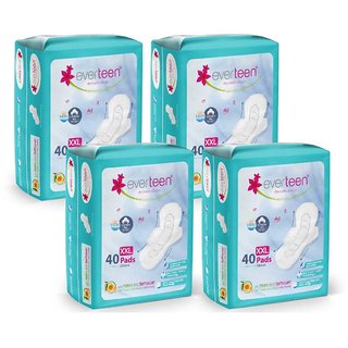 everteen XXL Sanitary Napkin Pads with Cottony-Dry Top Layer for Women - 4 Packs (40 Pads, 320mm)