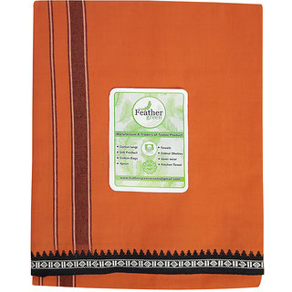 Cotton Branded Dhoti -(Orange Colour  2 meter)