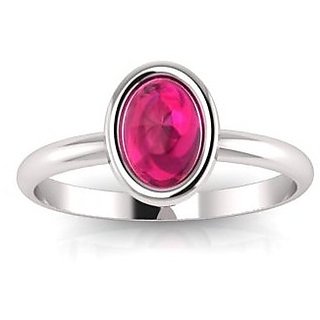                       CEYLONMINE Ruby / manik ring natural & lab certified gemstone silver ring for women & girls                                              