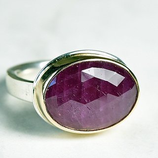                       CEYLONMINE Ruby (  chunni )ring natural & original gemstone Ruby / manik ring silver ring for women & girls                                              