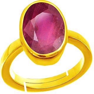                       CEYLONMINE Ruby (chunni) ring gold plated natural & lab certified gemstone  Ruby/ manik ring for unisex                                              