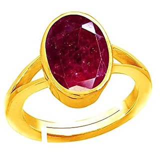                       CEYLONMINE  Ruby/ manik gold plated ring unheated & untreated gemstone ruby (chunni) ring for women & girl                                              