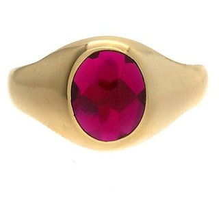                       CEYLONMINE Natural Ruby (chunni) ring original & lab certified gemstone  gold plated ring for unisex                                              