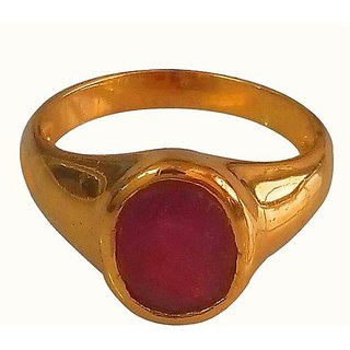                       CEYLONMINE Natural  Ruby/ manik ring original & lab certified gemstone ruby (chunni) gold plated ring for unisex                                              