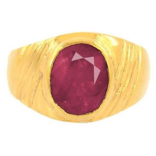                      CEYLONMINE Natural  Ruby/ manik ring original & lab certified gemstone ruby (chunni) gold plated ring for unisex                                              