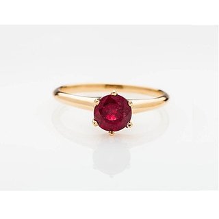                       CEYLONMINE Ruby (chunni) ring natural & original gemstone  Ruby/ manik ring gold plated ring for women & girls                                              