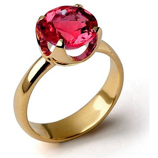                       CEYLONMINE  Ruby/ manik gold plated ring unheated & untreated gemstone ruby (chunni) ring for women & girl                                              