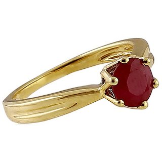                       CEYLONMINE Ruby (chunni) ring natural & original gemstone  Ruby/ manik ring gold plated ring for women & girls                                              