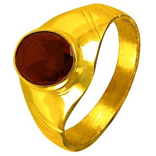                       CEYLONMINE Ruby (chunni) gold plated ring unheated & untreated gemstone  Ruby/ manik ring for unisex                                              