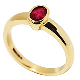                       CEYLONMINE  Ruby/ manik gold plated ring unheated & untreated gemstone ruby (chunni) ring for women & girl                                              