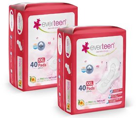 everteen XXL Sanitary Napkin Pads with Cottony-Soft Top Layer for Women  2 Packs (40 Pads Each, 320mm)