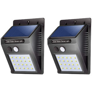 Gold Bourne Wall Mount Solar Light 20 Led Bright Outdoor Security Lights With Motion Sensor (Black) (Pack Of 2).