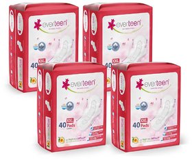 everteen XXL Sanitary Napkin Pads with Cottony-Soft Top Layer for Women - 4 Packs (40 Pads Each, 320mm)