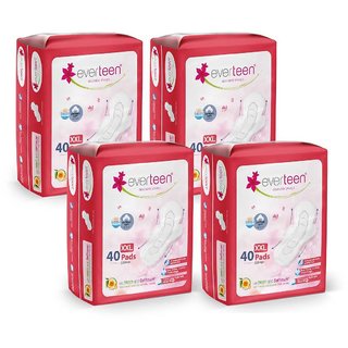 everteen XXL Sanitary Napkin Pads with Cottony-Soft Top Layer for Women - 4 Packs (40 Pads Each, 320mm)