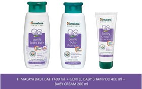 Himalaya  Baby Cream 200 MLHimalaya Baby Bath 400 MLGentle Baby Shampoo 400ML India Combo