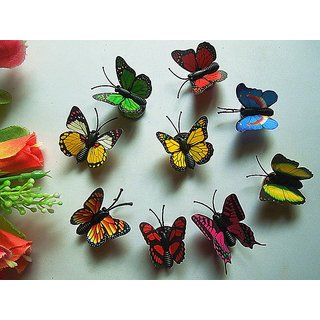 Kuhu Creations Small Butterfly Magnet Plastic 3-D Creative Fridge Stickers, (Multicolor 12 Pcs).
