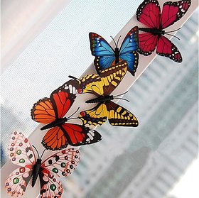 Neo Rising Small Butterfly Magnet Plastic 3-D Creative Fridge Stickers, (Multicolor 5 Pcs).
