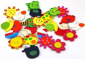 Kuhu Creations Supreme Fridge Magnet Wooden Stickers Cute and Beautiful. (Vivid Color Thin Shapes 24 Pcs).