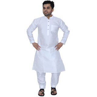Buy RYLEN Men s Banarsi buti Kurta Dupion Pyjama Color white