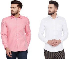 Mexmy White  Pink Full Sleeve Mens Shirt