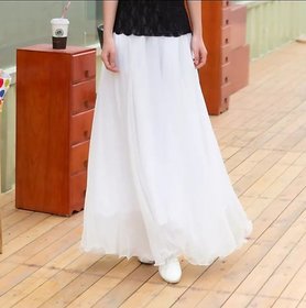 Raabta RWS-SKRT00 White Waist Elastic Skirt