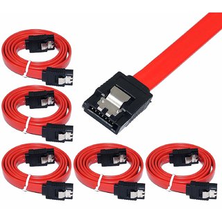 Ever Forever (SATA 3) Cable, Hard-Disk Cable Red with Locking Latch (Pack of 5)