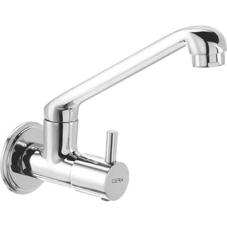 CERA - Garnet Sink Cock (Wall Mounted) with 150 mm (6) Long Swivel Spout and Wall Flange