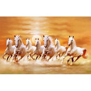 Style UR Home -Vastu Seven Horse Painting Right to Left Direction with Rising Sun - 24x 48