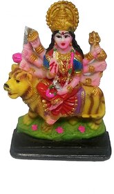 Beautiful Hand Crafted Marble Dust Hindu Goddess Maa Durga Statue (Multicolour, 12x6x3 cm)