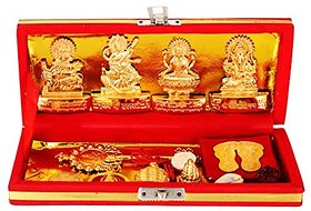 Kesar Zems Zinc Goddess Dhan Laxmi Kuber Bhandari Yantra Set (19 cm x 8 cm x 3 cm Gold Pack of 14)