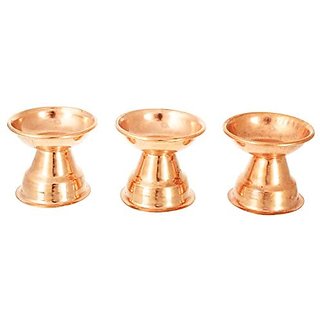                       Kesar Zems Copper Diya Set (5.5 cm x 5.7 cm x 2 cm Copper Pack of 3)                                              