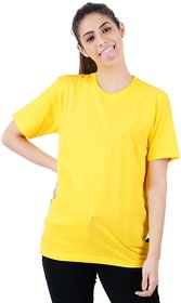 Stoovs, Women Cotton T-Shirt, Pineapple Yellow Solid Half Sleeve T-shirt