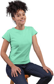 Stoovs, Women Cotton T-Shirt, Jade Green Solid Half Sleeve T-shirt