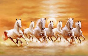 Style UR Home- Seven Running  Horses with Rising Sun -12x 18