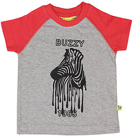 Buzzy Boy's Grey Round Neck Cotton T-shirt