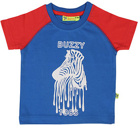 Buzzy Boy's Blue Round Neck Cotton T-shirt
