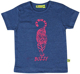 Buzzy Boy's Blue Round Neck Cotton T-shirt