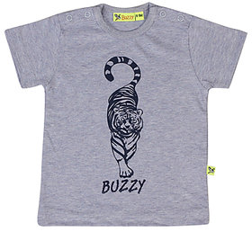 Buzzy Boy's Dark Grey Round Neck Cotton T-shirt