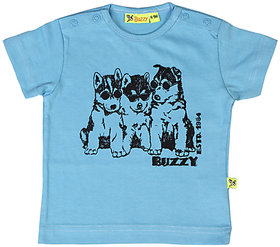 Buzzy Boy's Blue Round Neck Cotton T-shirt