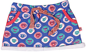 BUZZY Girl's Blue Cotton Printed Skirt