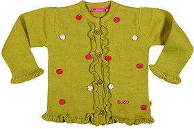 BUZZY Girl's Green Ruffles Sweater