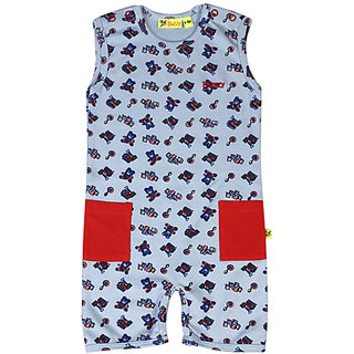 BUZZY Boy's Red Sleeveless Cotton Jumpsuit